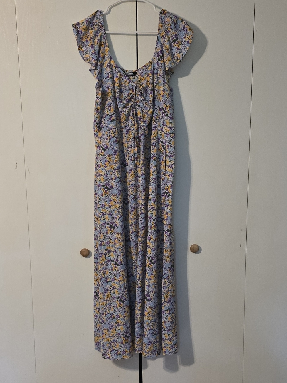 BloomChic Lavender Floral Maxi Dress with Yellow and Purple Blooms